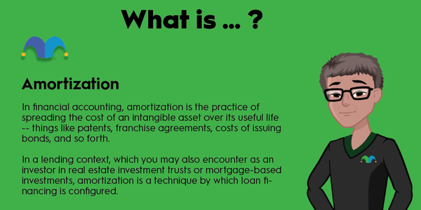 An infographic defining and explaining the term "amortization"