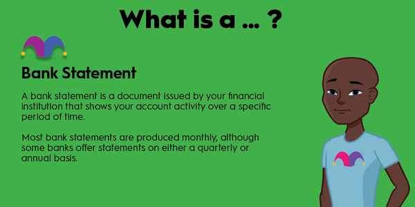 An infographic defining and explaining the term "bank statement"