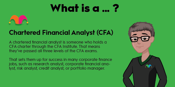 An infographic defining and explaining the term "chartered financial analyst (CFA)"