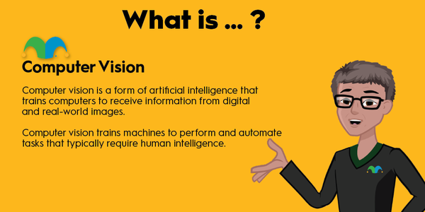 An infographic defining and explaining the term "computer vision."