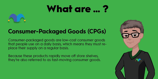 An infographic defining and explaining the term "consumer packaged goods"