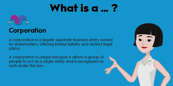 An infographic defining and explaining the term "corporation"
