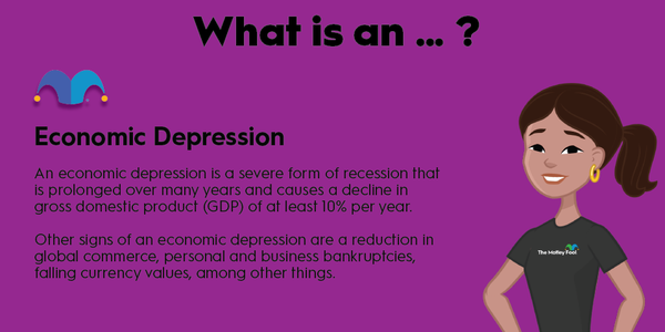 An infographic defining and explaining the term "economic depression"