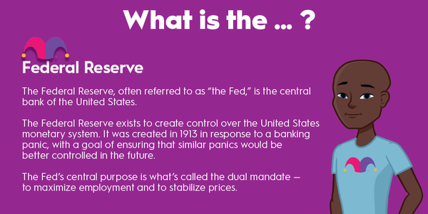 An infographic defining and explaining the term "Federal Reserve."