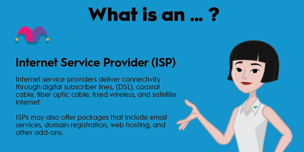 An infographic defining and explaining the term "internet service provider (ISP)"