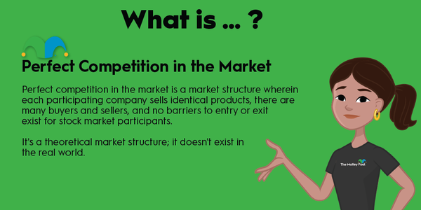 An infographic defining and explaining the term "perfect competition in the market."
