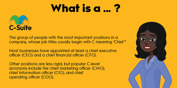 An infographic defining and explaining the term "c-suite."