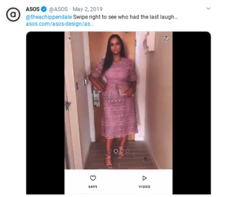 Asos' respond to a customer that was attacked on Twitter.