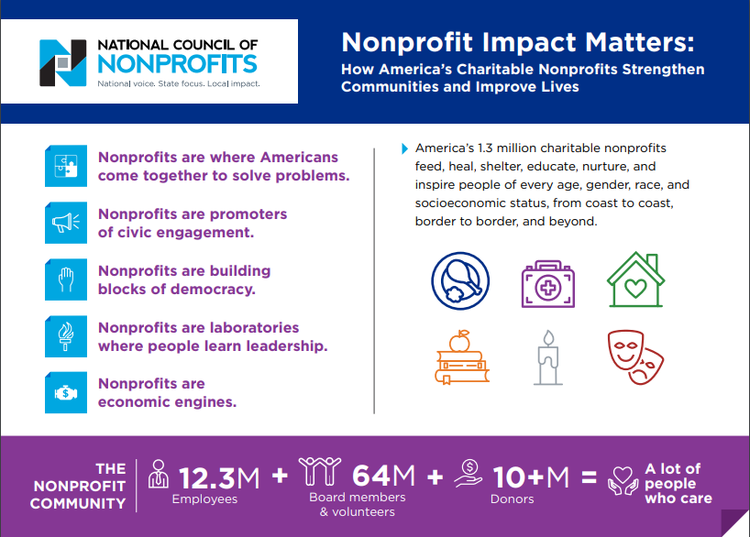 Screenshot of an infographic of nonprofit data from the National Council of Nonprofits.