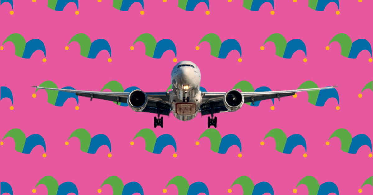 A plane flying straight at the viewer