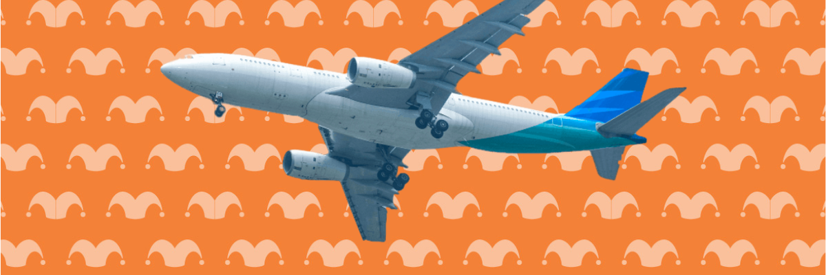 A plane flying to the left