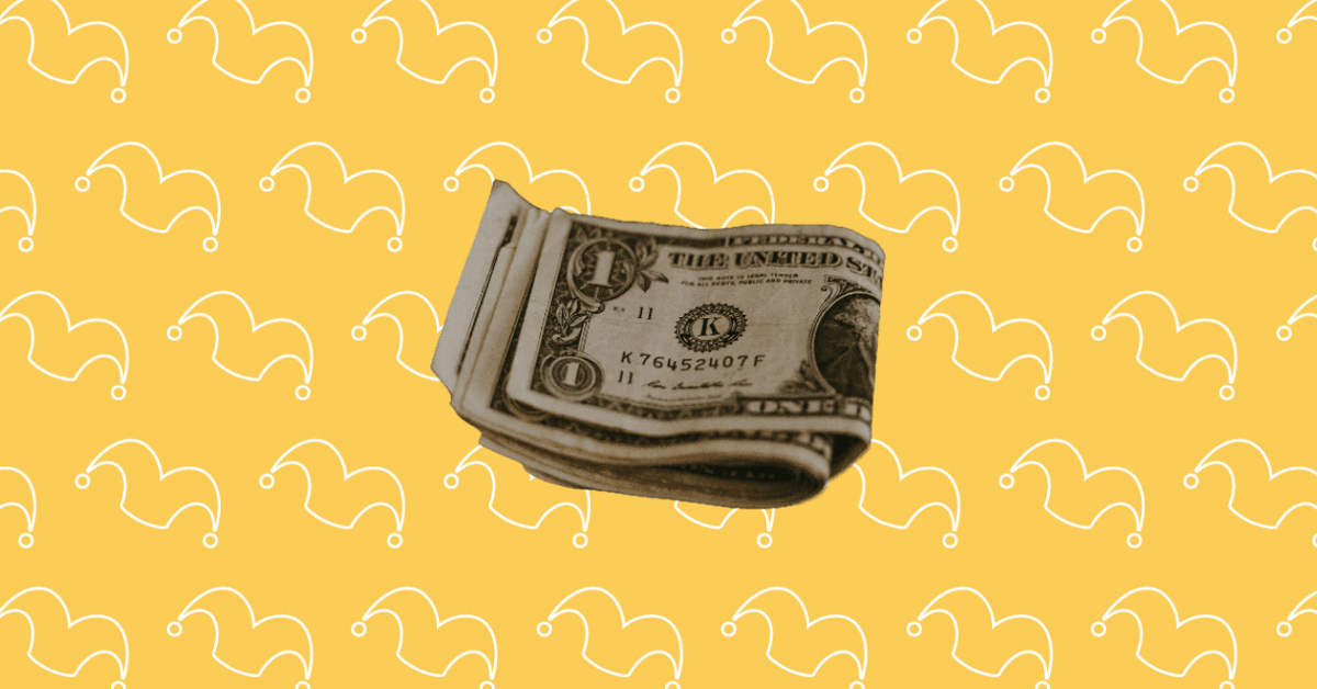 A wad of folded dollar bills