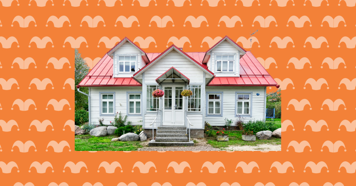 A house against an orange background
