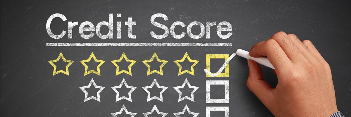 credit scores listed on chalkboard, with 5-star box checked