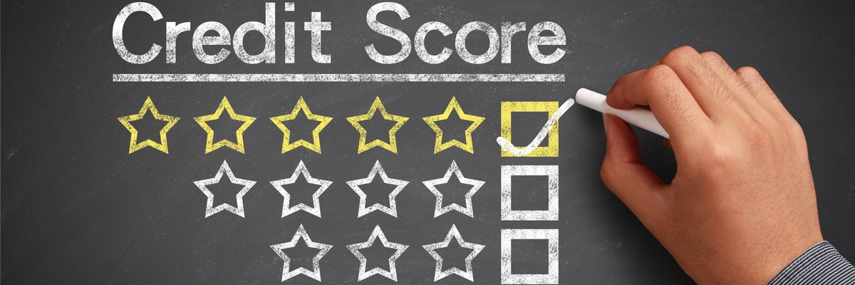 credit scores listed on chalkboard, with 5-star box checked