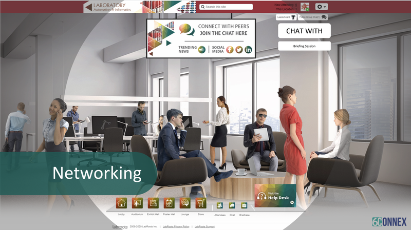 A virtual display of business professionals in the networking lounge on the 6Connex platform.