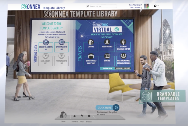 Template options for branding and customizing a 6Connex virtual event.