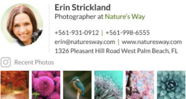 Email signature for a professional photographer