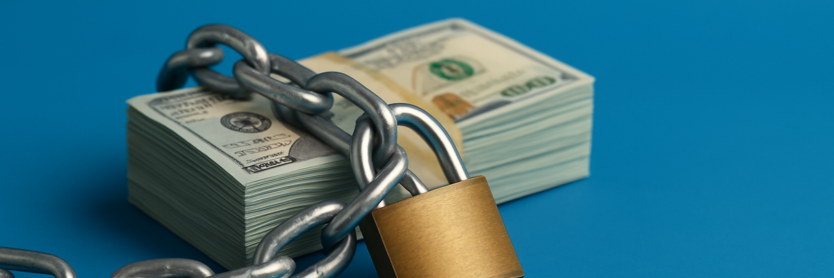 A padlocked stack of cash.