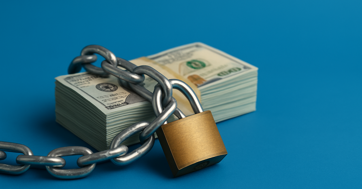 A padlocked stack of cash.