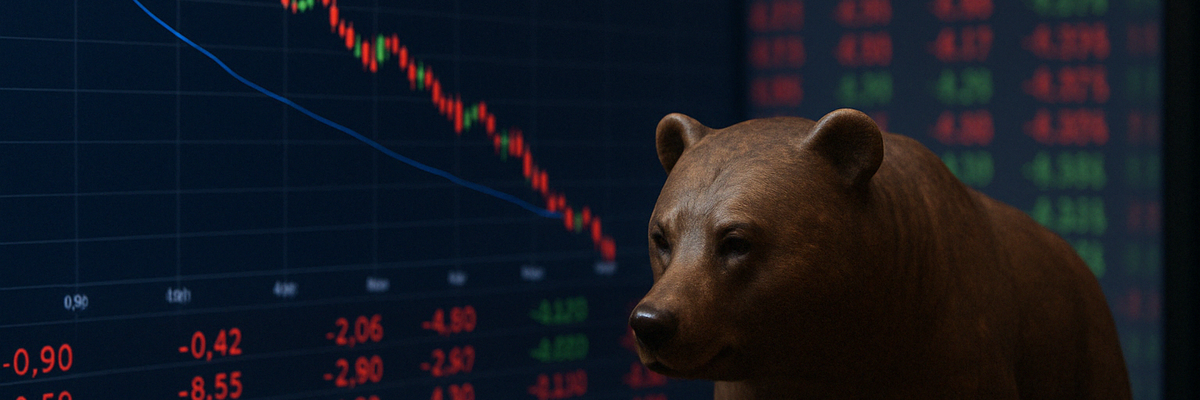 Decreasing stock performance showing bear market.