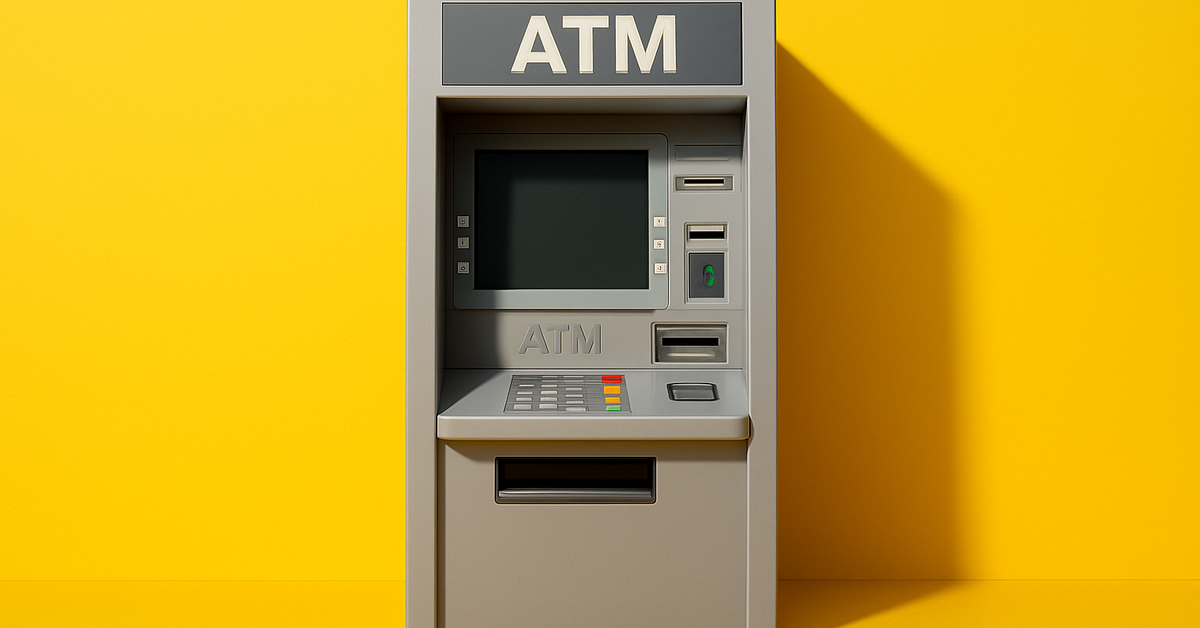 ATM on yellow background.