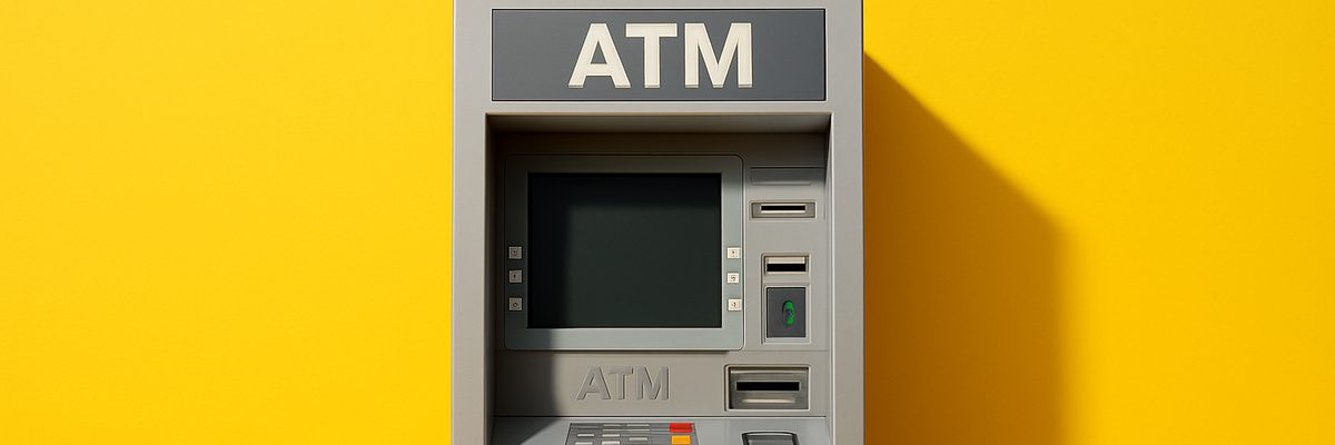 ATM on yellow background.
