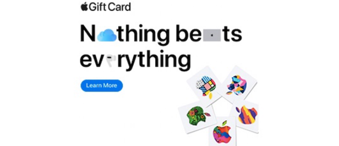 Apple की ओर से उपहार कार्ड के लिए भुगतान किया गया विज्ञापन।