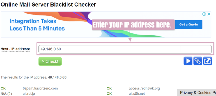 Email blacklist checker tool
