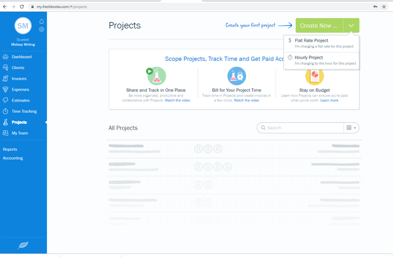 FreshBooks project options