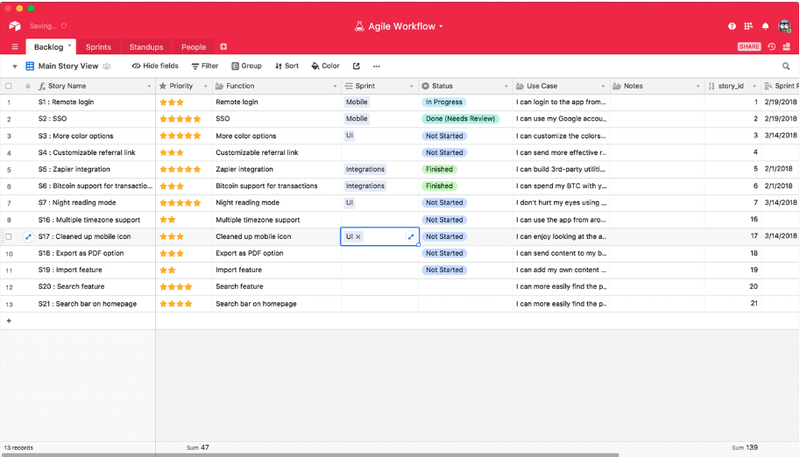 The Airtable versatile spreadsheets for project organization.