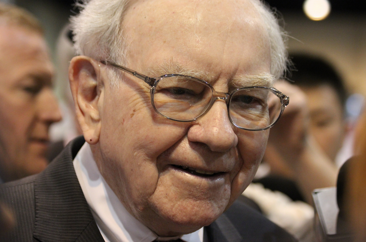 A close up photo of Warren Buffett.