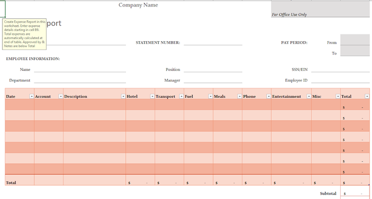 Microsoft Excel spreadsheet