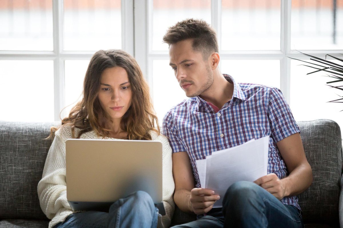 couple looking at computer