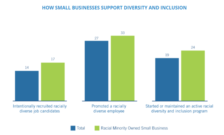 Graph showing diversity and inclusion initiatives by small businesses.