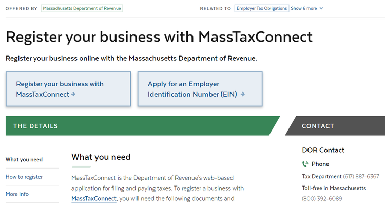 mass tax connect phone number