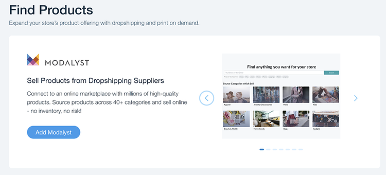 Wix drop-shipping suppliers feature