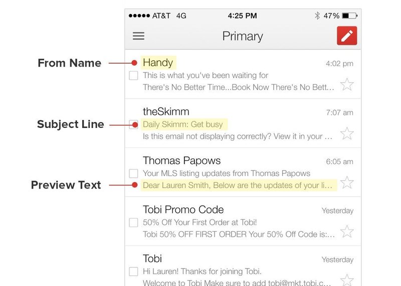 A screenshot of Litmus preview text tool for email marketing campaings.