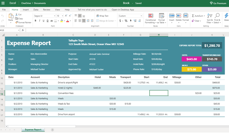 Create Expense Report In Excel