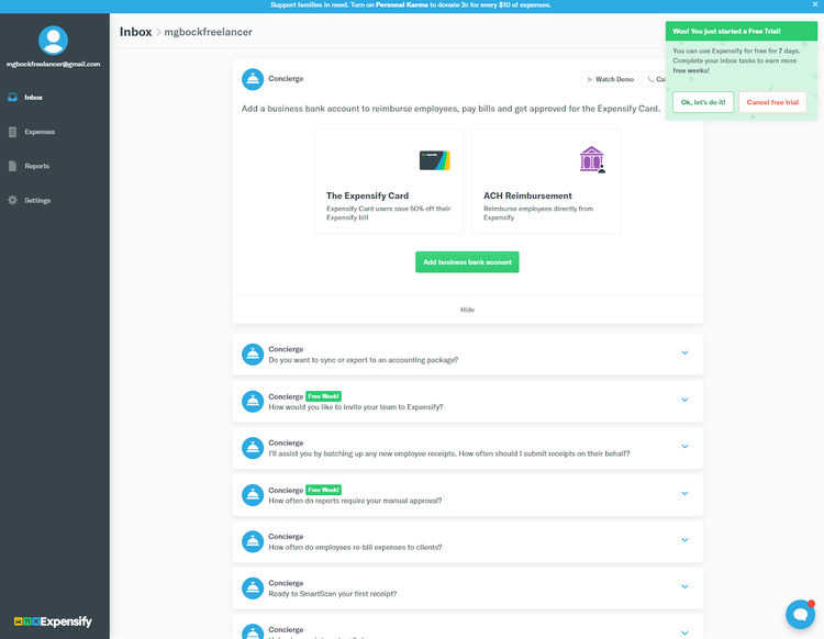 The setup screen with requests and requirements displayed.