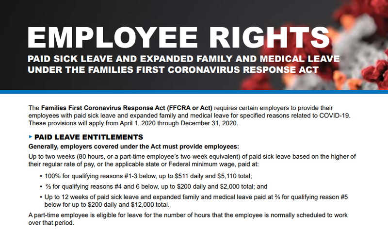 A U.S. Department of Labor poster about COVID-related leave.