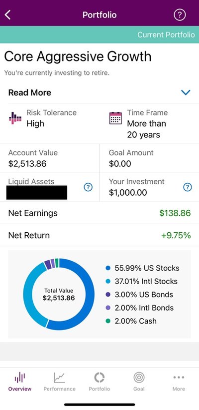 Finding investments screenshot