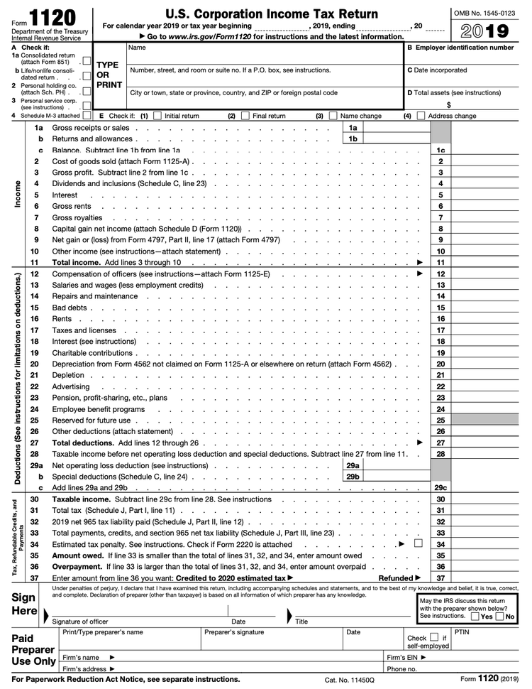 Page 1 of Form 1120