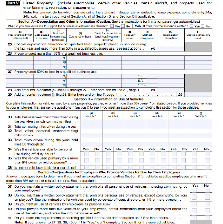Printable Form For Irs Fm 4562 Printable Forms Free Online