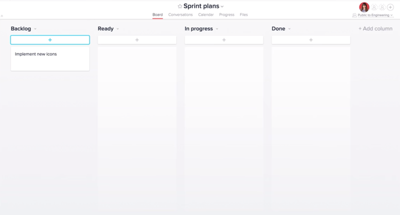 Asana’s kanban board