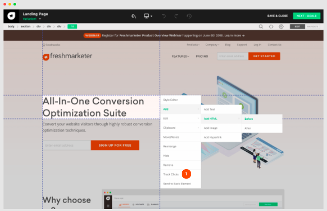 Freshmarketer's Landing Page Builder