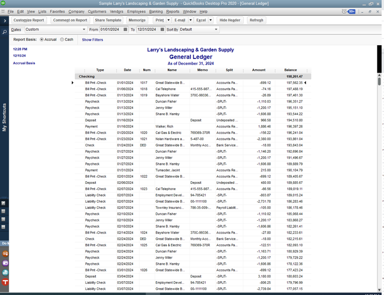 General Ledger Example Quickbooks