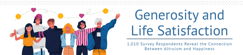 Graphic with generosity and life satisfaction text.
