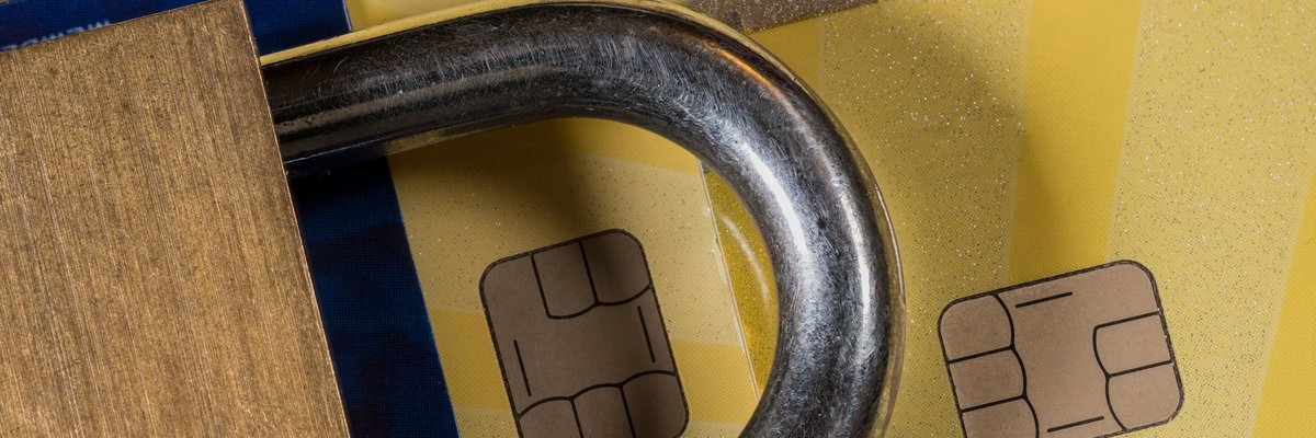 padlock and credit cards