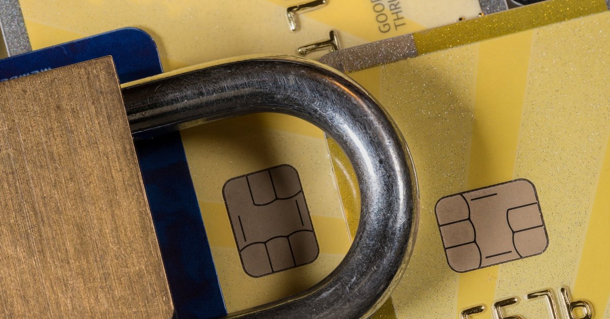 padlock and credit cards